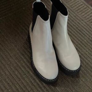 Marc Fisher Ivory and Black Ankle Booties